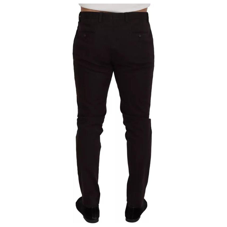 Dolce & Gabbana Brown Skinny Men Cotton Stretch Pants PAN73370-50