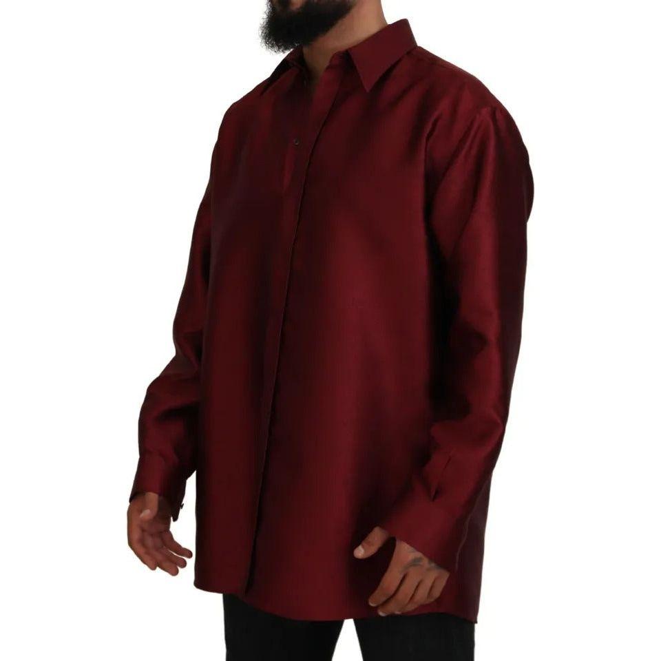 Dolce & Gabbana Bordeaux Cotton Long Sleeve Men Formal Shirt JKT3586-40