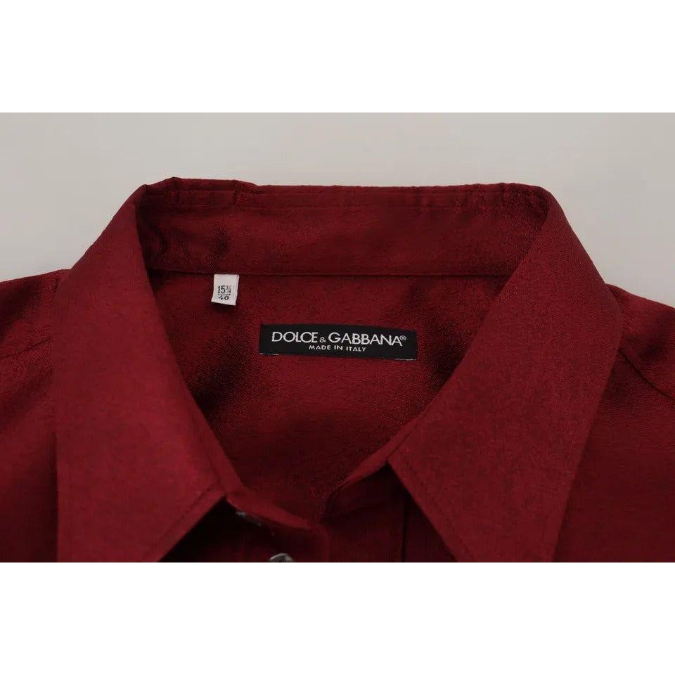 Dolce & Gabbana Bordeaux Cotton Long Sleeve Men Formal Shirt JKT3586-40