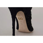 Dolce & Gabbana Black Stretch Socks Taormina Lace Boots Shoes LA10000-36