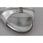 Dolce & Gabbana Silver Crystals T-strap Sandals Leather Shoes LA8001-36