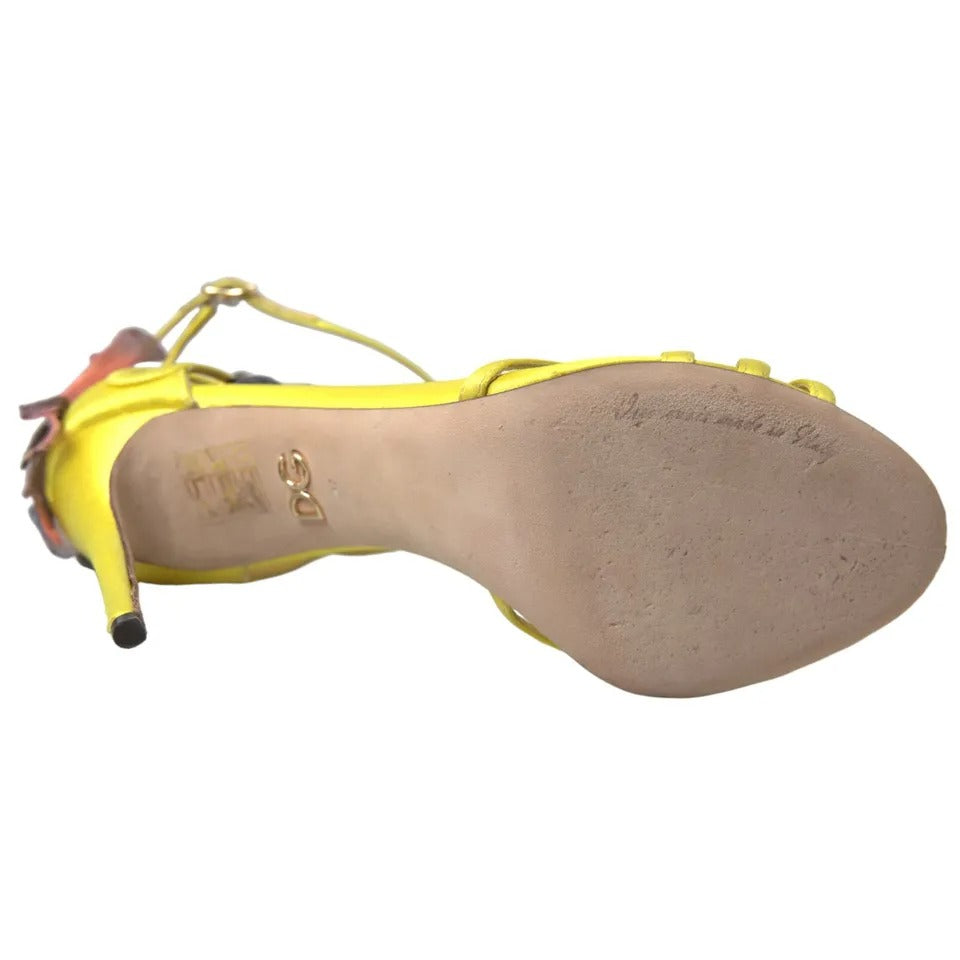 Dolce & Gabbana Yellow Butterfly Applique Sandals Shoes LA10351-37