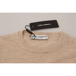 Dolce & Gabbana Beige Virgin Wool Crew Neck Pullover Sweater TSH7946-46