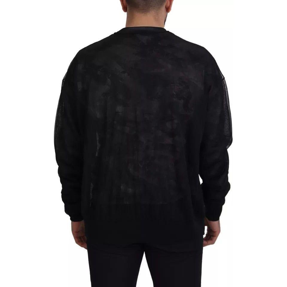 Dolce & Gabbana Black Polyester Crewneck Pullover Sweater TSH83167-48