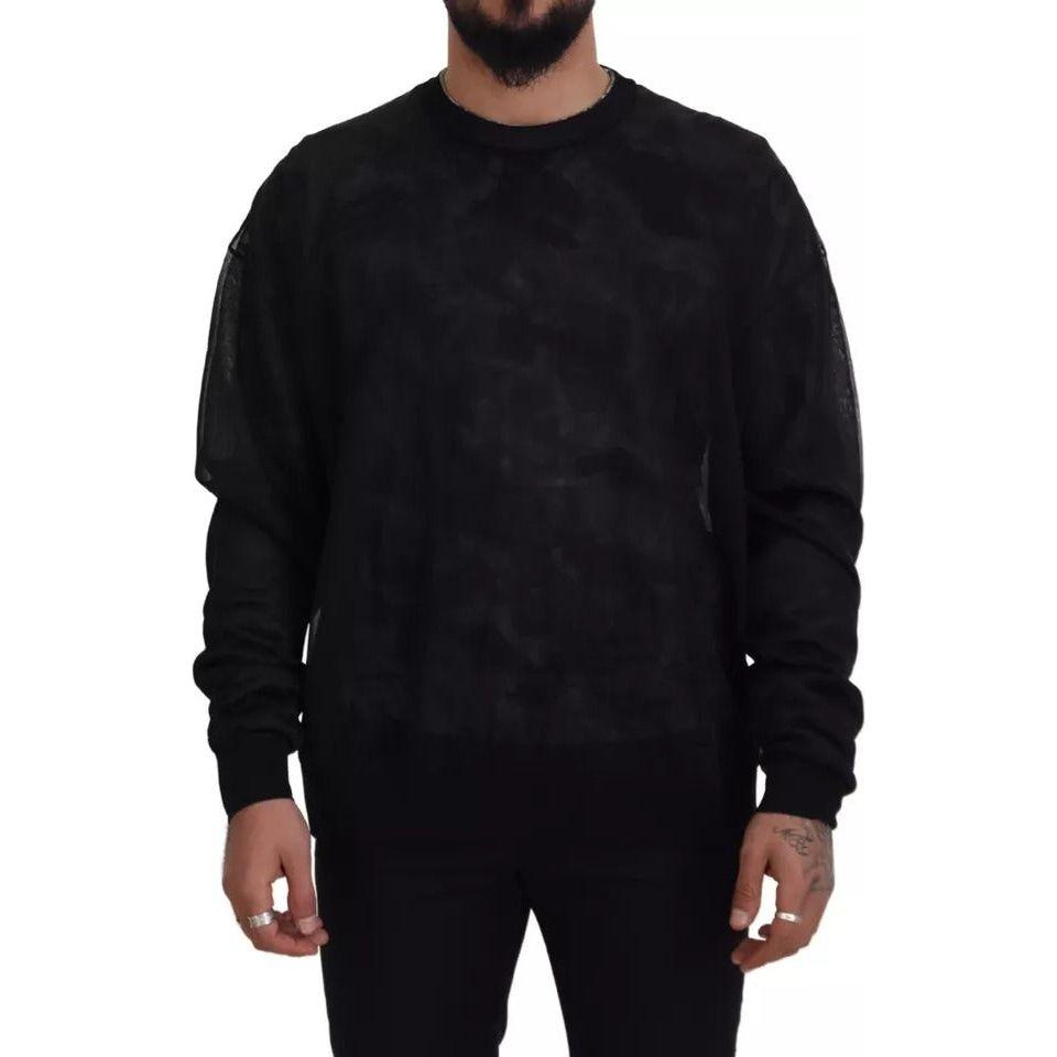 Dolce & Gabbana Black Polyester Crewneck Pullover Sweater TSH83167-48