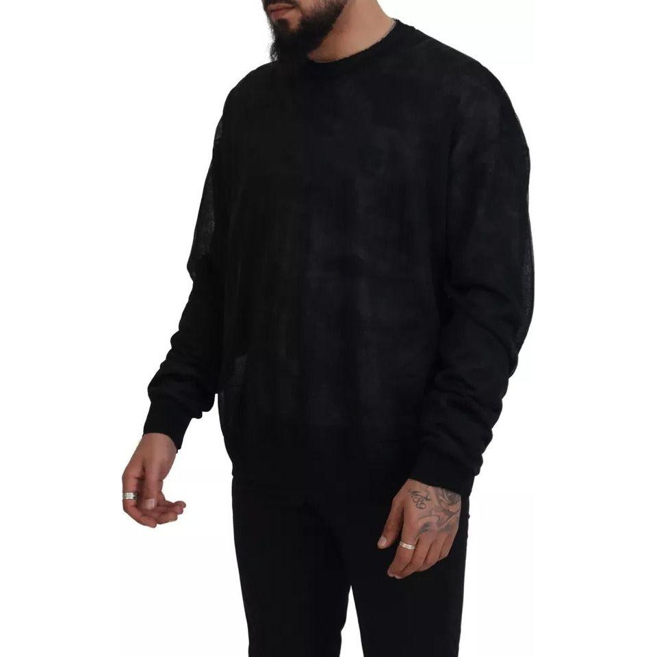 Dolce & Gabbana Black Polyester Crewneck Pullover Sweater TSH83167-48