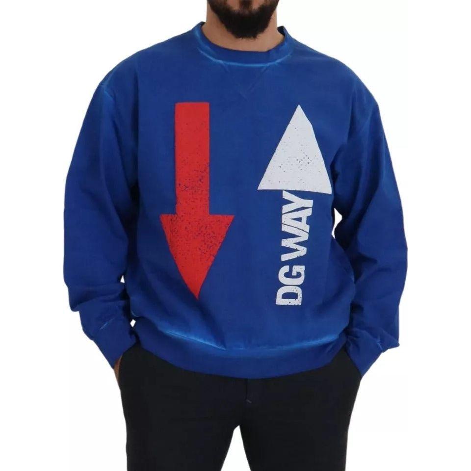 Dolce & Gabbana Blue DGWAY Cotton Crewneck Pullover Sweater TSH83083-50