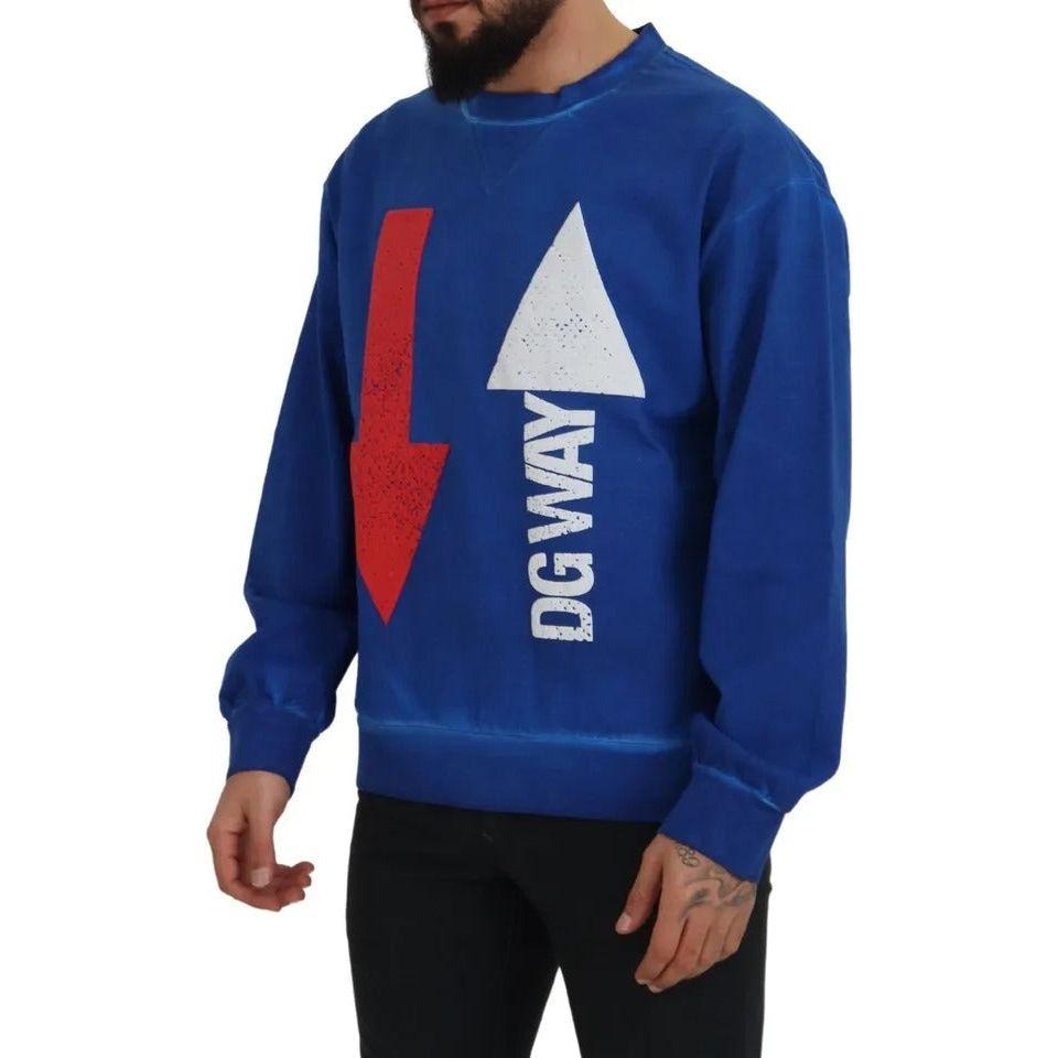 Dolce & Gabbana Blue DGWAY Cotton Crewneck Pullover Sweater TSH83083-50