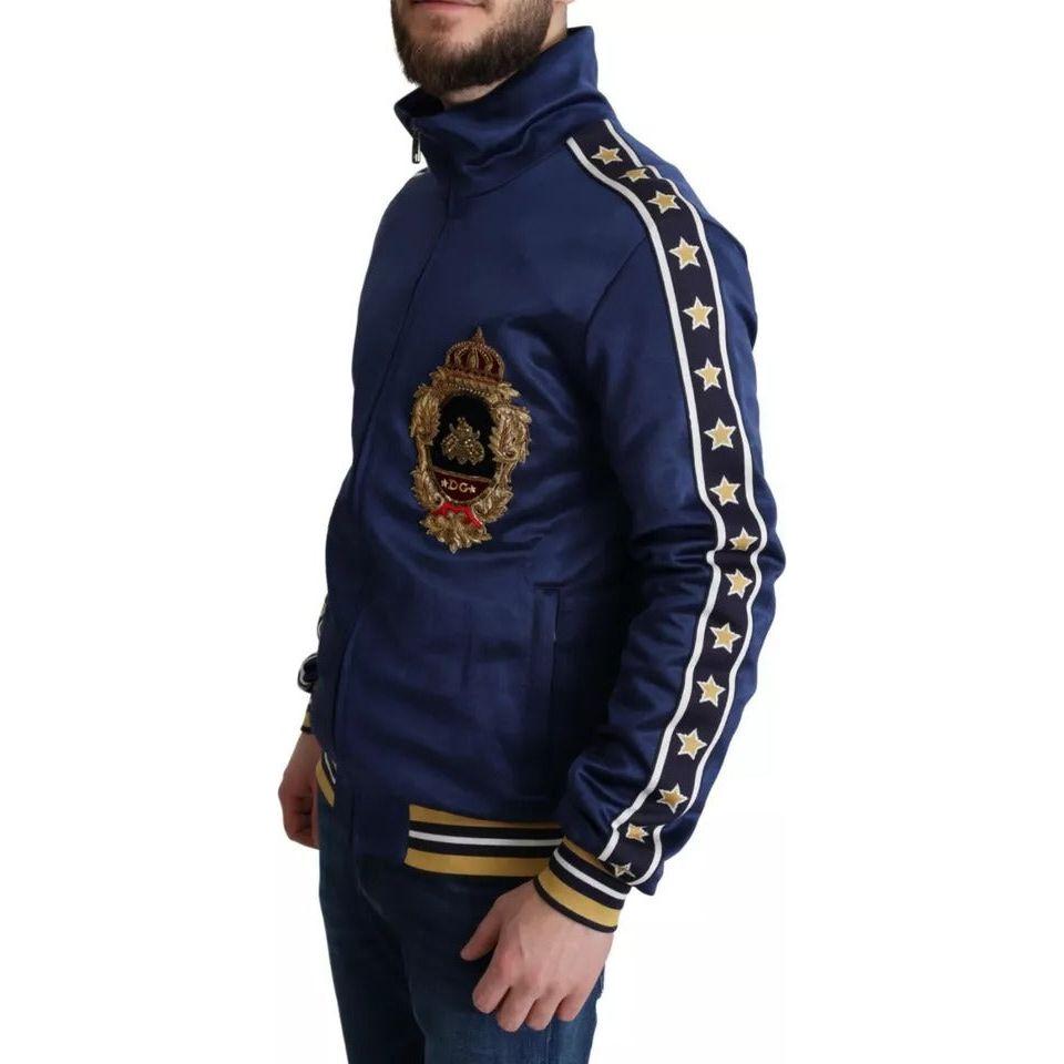 Dolce & Gabbana Blue Heraldic Patch Striped King Bee Sweater JKT2880-46