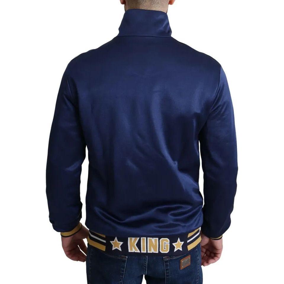 Dolce & Gabbana Blue Heraldic Patch Striped King Bee Sweater JKT7883-50