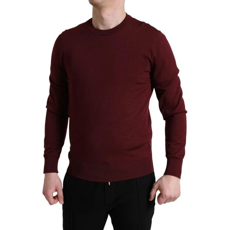 Dolce & Gabbana Bordeaux Wool Knit Crew Neck Pullover Sweater TSH84170-48