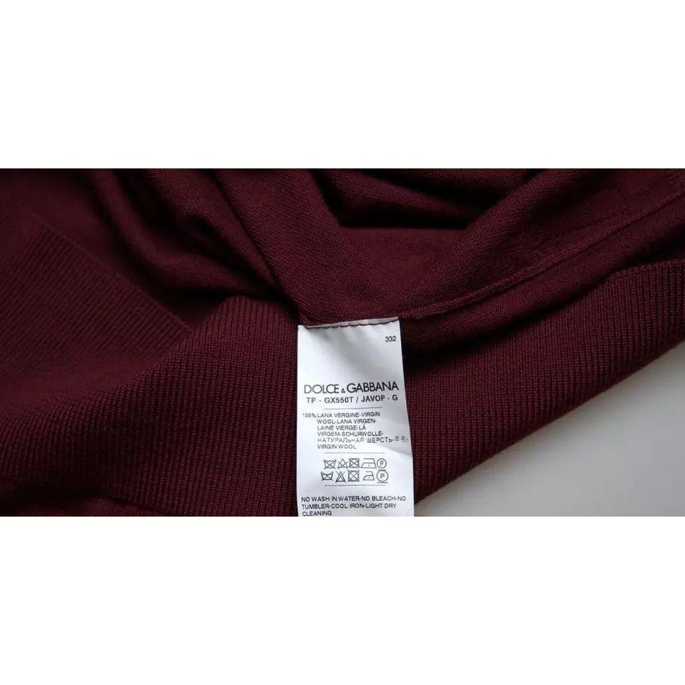 Dolce & Gabbana Bordeaux Wool Knit Crew Neck Pullover Sweater TSH84170-48