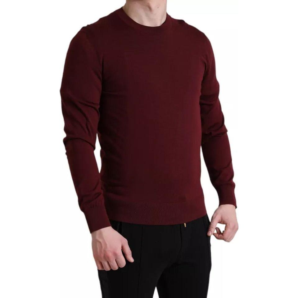 Dolce & Gabbana Bordeaux Wool Knit Crew Neck Pullover Sweater TSH84170-48
