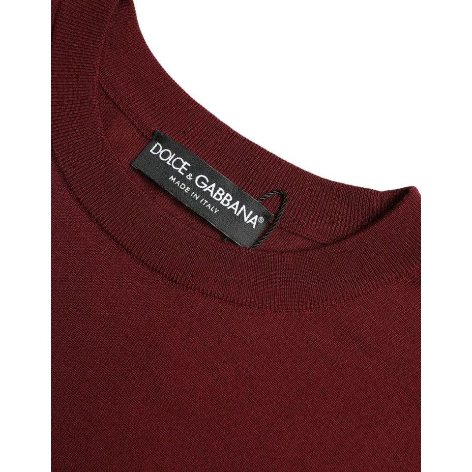 Dolce & Gabbana Bordeaux Wool Knit Crew Neck Pullover Sweater TSH84170-48