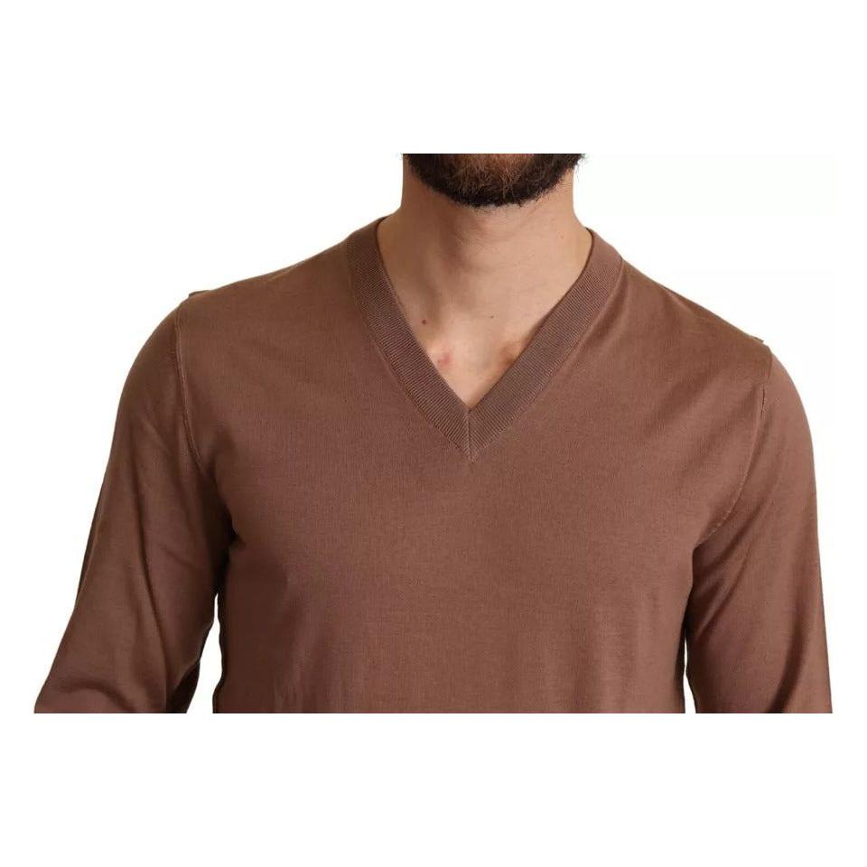 Dolce & Gabbana Brown Silk Cashmere Pullover Sweater TSH6514-46