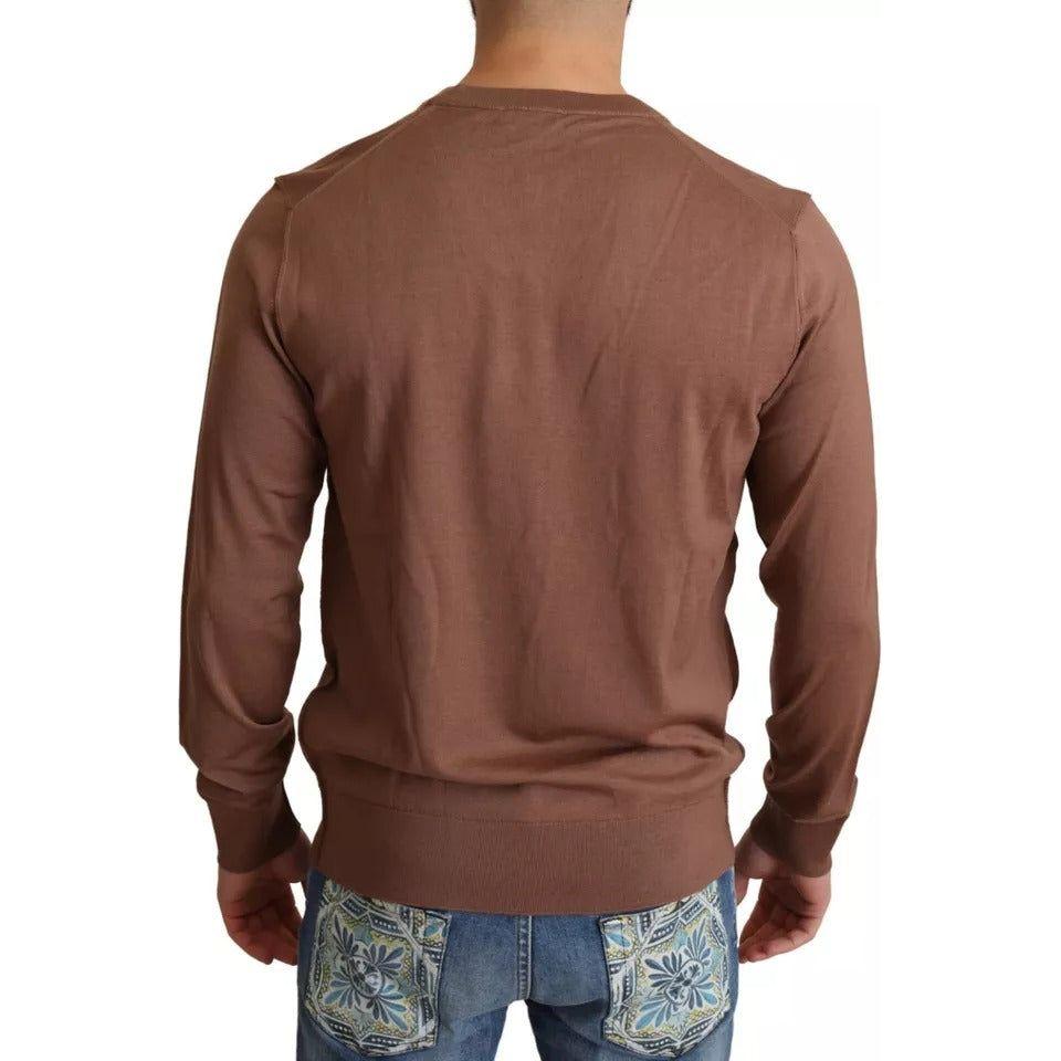 Dolce & Gabbana Brown Silk Cashmere Pullover Sweater TSH6514-46
