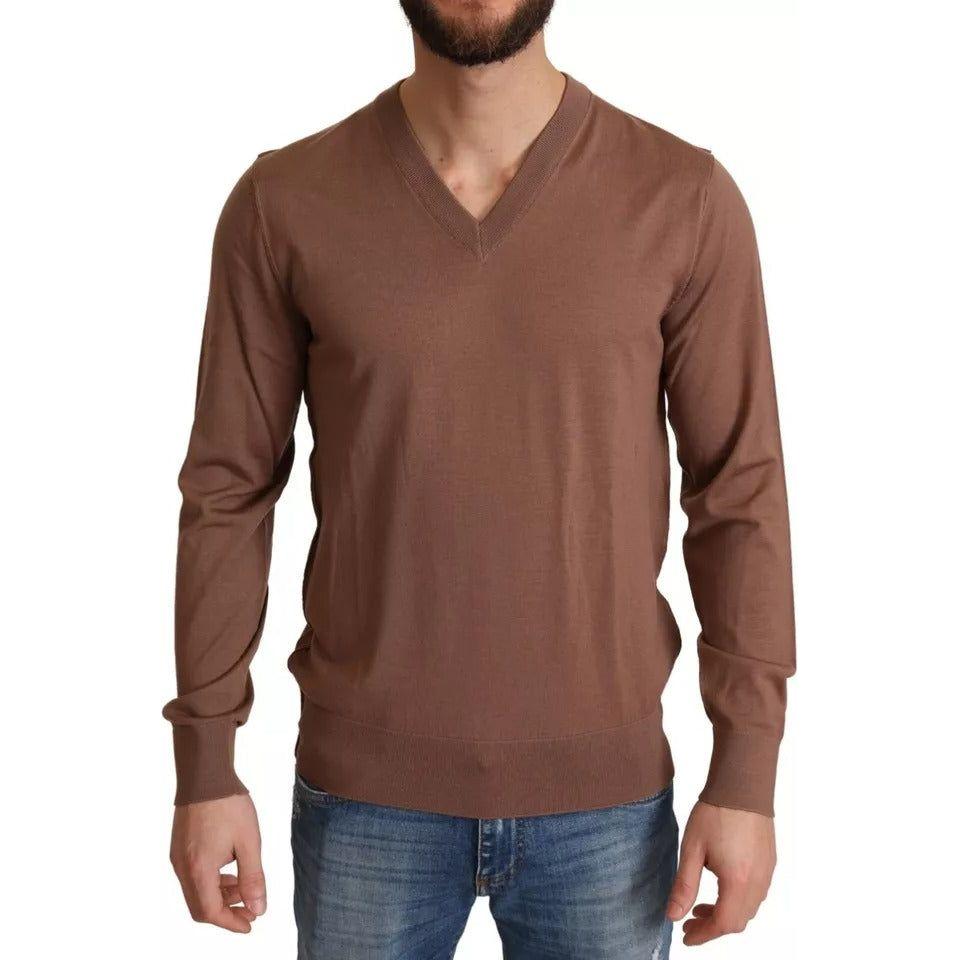 Dolce & Gabbana Brown Silk Cashmere Pullover Sweater TSH6514-46