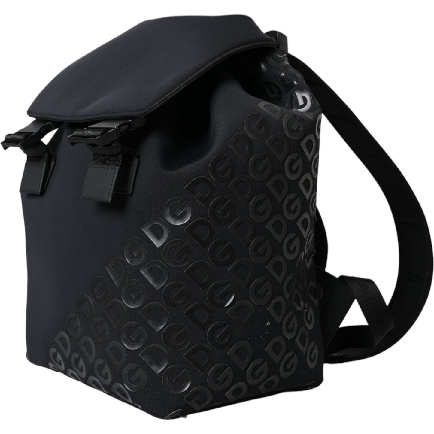 Dolce & Gabbana Black Neoprene Nylon DG Logo School Backpack Bag BAG1423