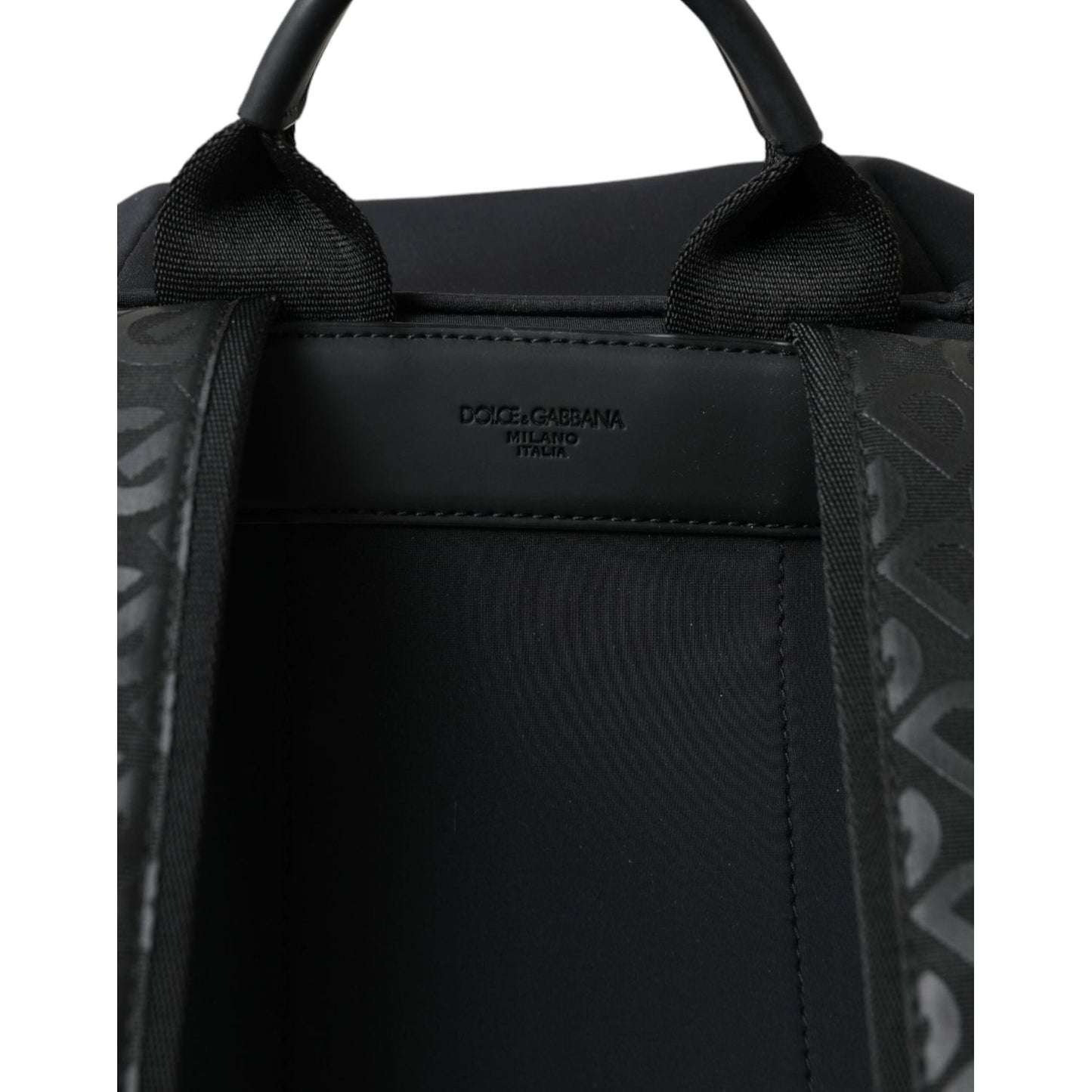 Dolce & Gabbana Black Neoprene Nylon DG Logo School Backpack Bag BAG1423