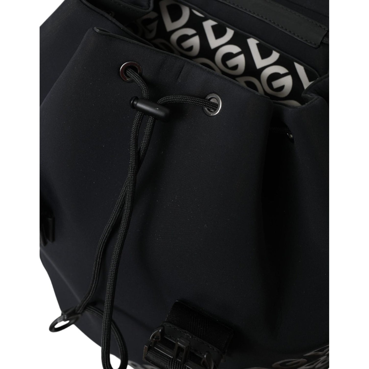 Dolce & Gabbana Black Neoprene Nylon DG Logo School Backpack Bag BAG1423