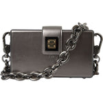Dolce & Gabbana Metallic Gray Calfskin Leather DG BOX Shoulder Bag BAG8282