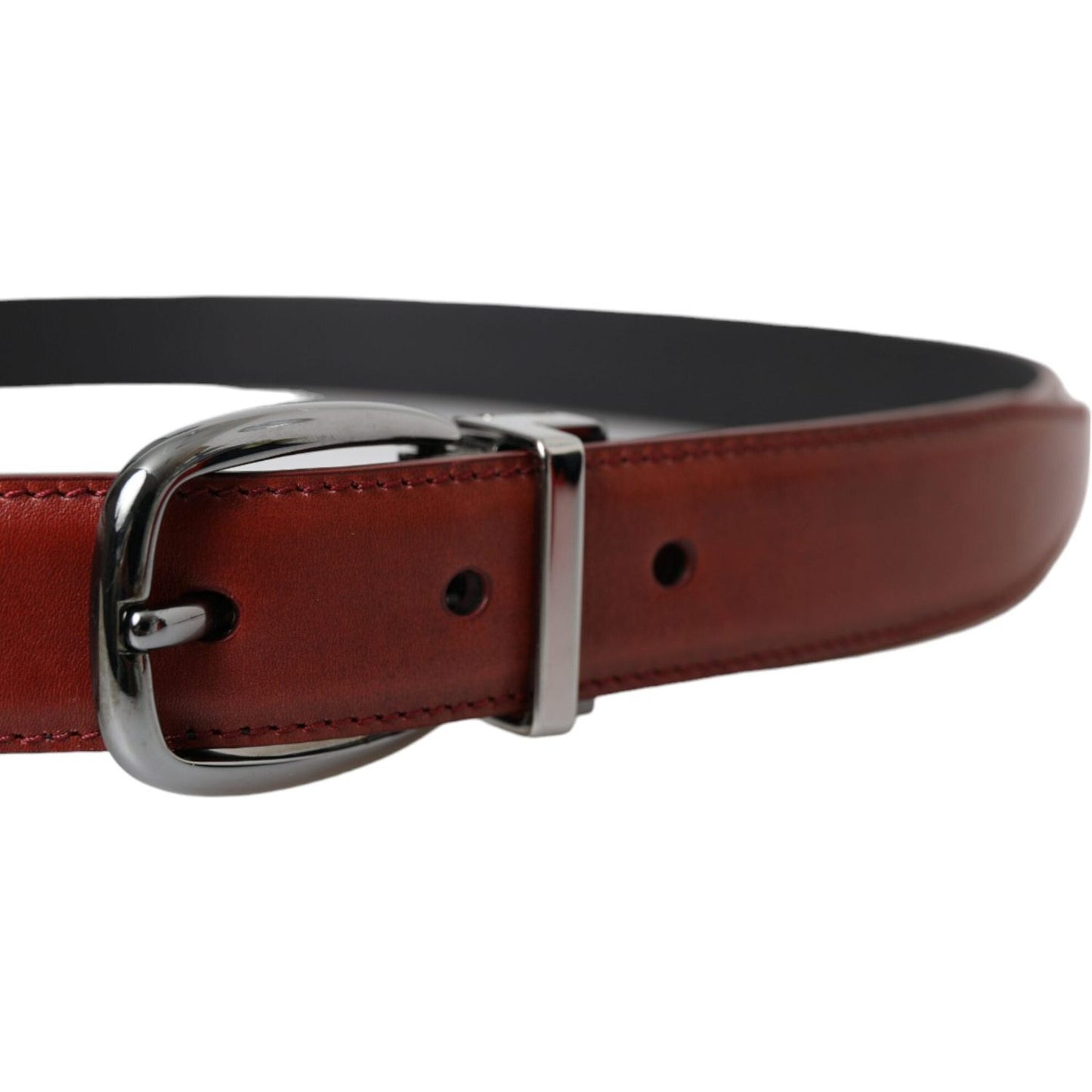 Dolce & Gabbana Brown Leather Silver Metal Buckle Belt Men BEL9178-95