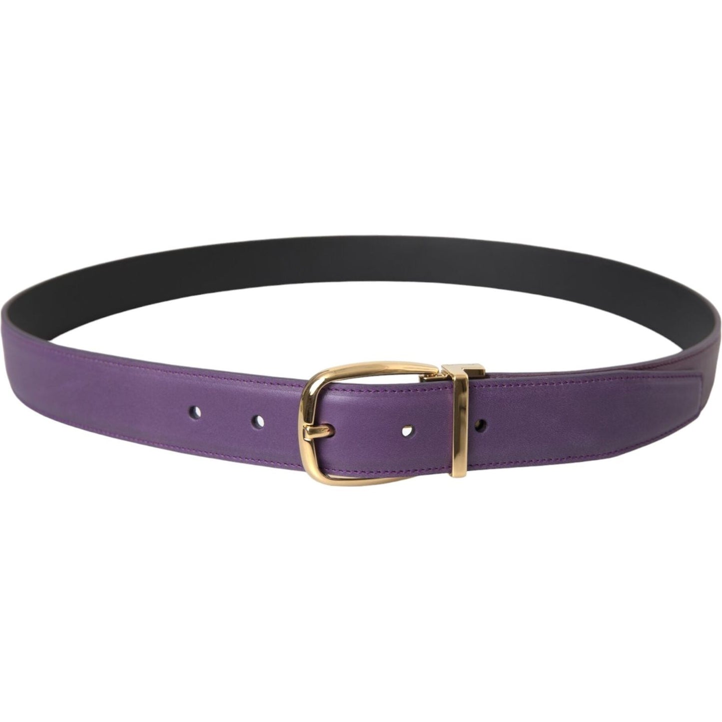 Dolce & Gabbana Purple Leather Gold Metal Buckle Belt Men BEL9181-95