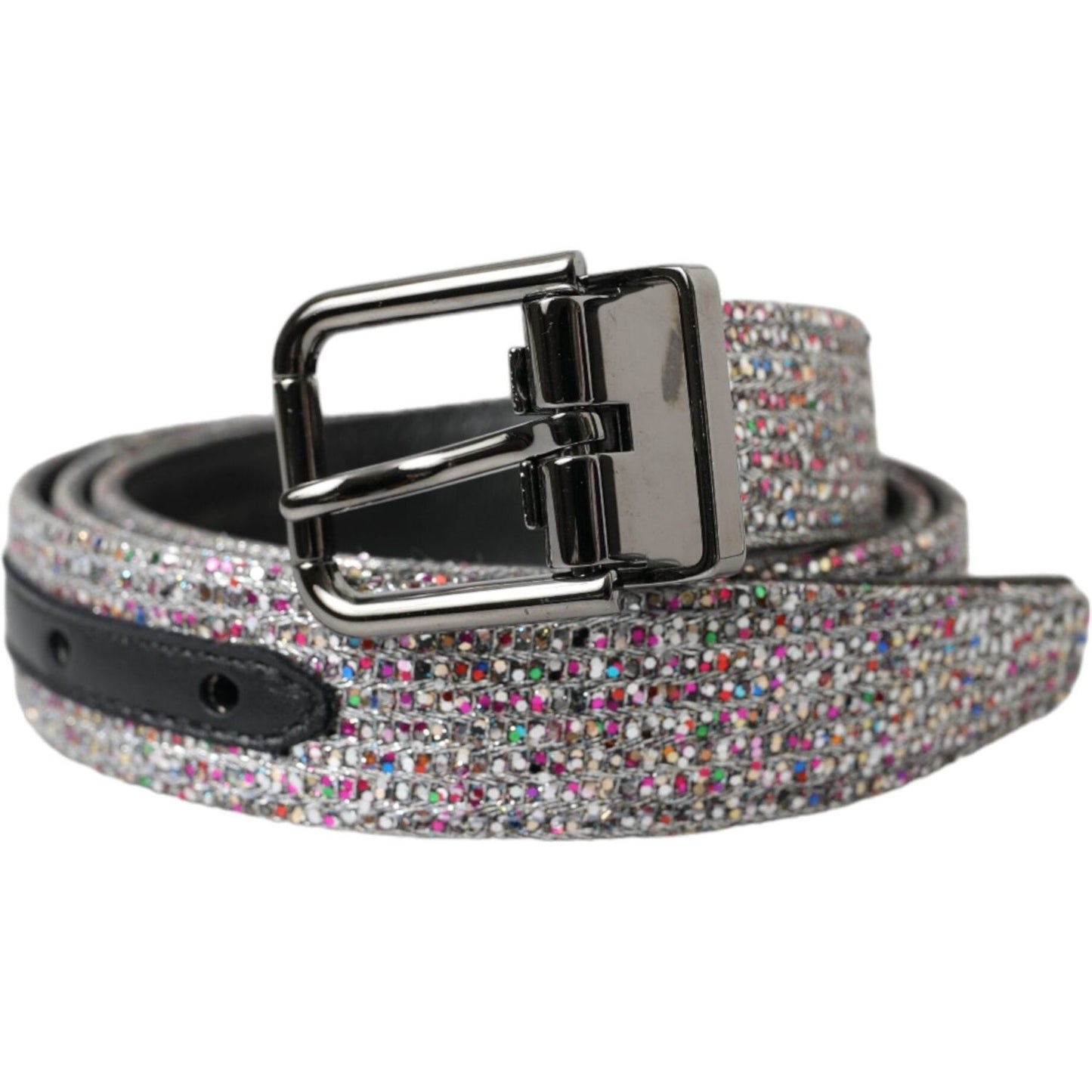 Dolce & Gabbana Multicolor Embellished Silver Metal Buckle Belt BEL9190-90