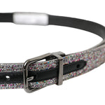 Dolce & Gabbana Multicolor Embellished Silver Metal Buckle Belt BEL9190-90