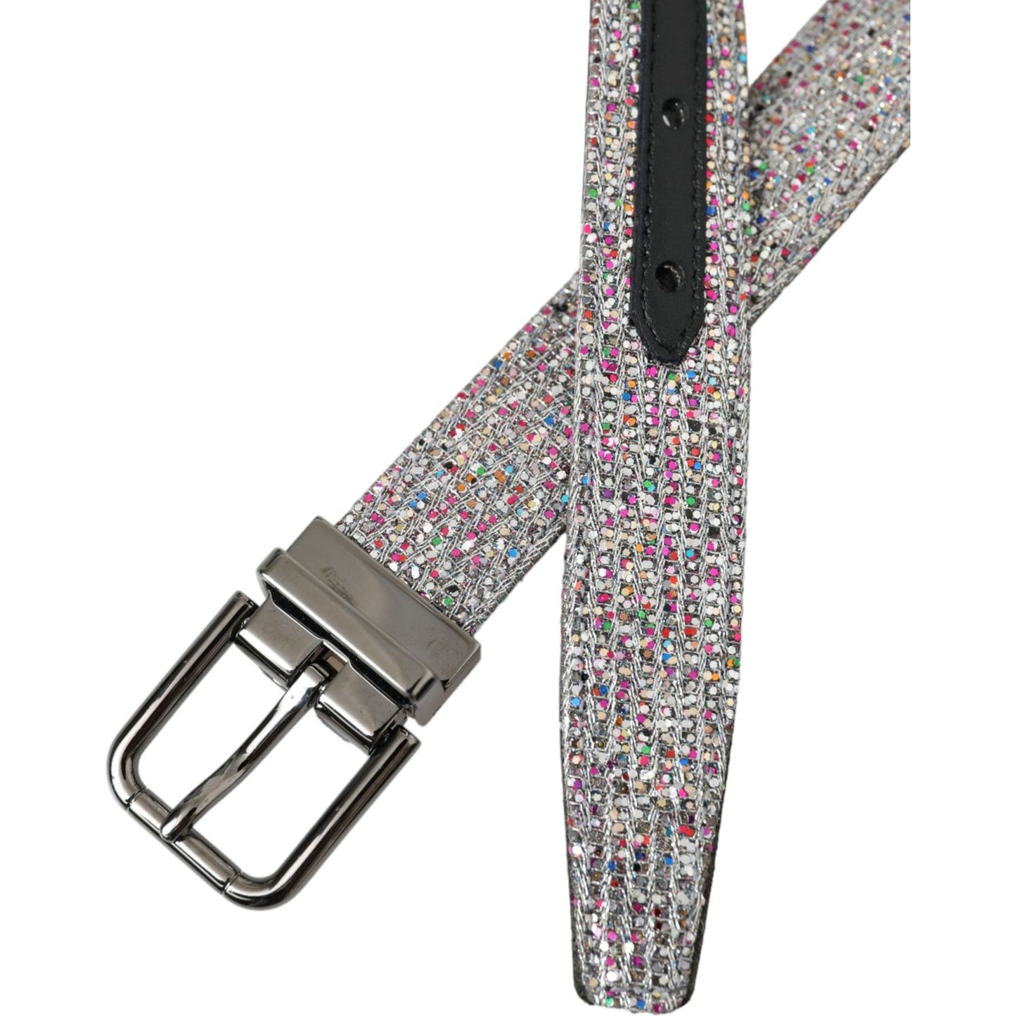 Dolce & Gabbana Multicolor Embellished Silver Metal Buckle Belt BEL9190-90