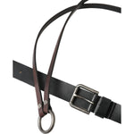 Dolce & Gabbana Black Brown Leather Silver Metal Buckle Belt BEL9193-100