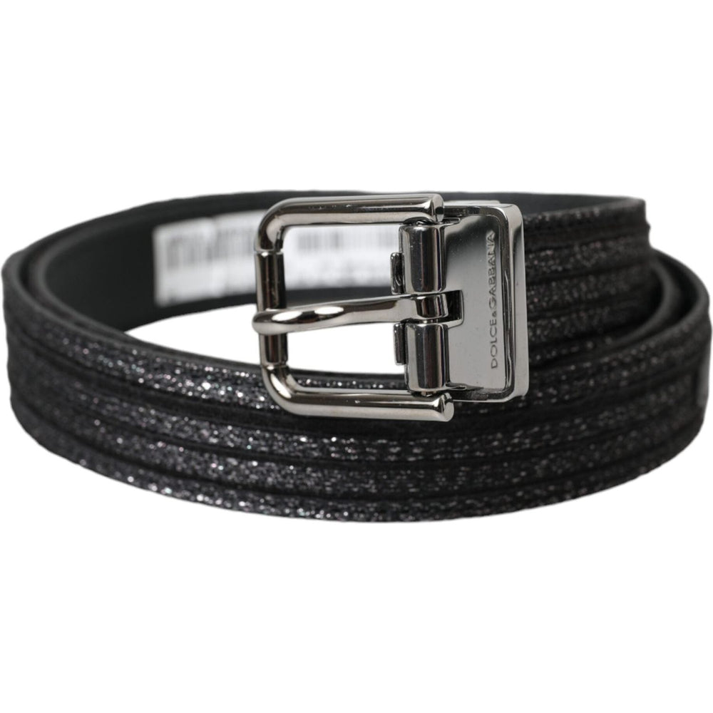 Dolce & Gabbana Black Jacquard Stripes Silver Metal Buckle Belt BEL9212-90