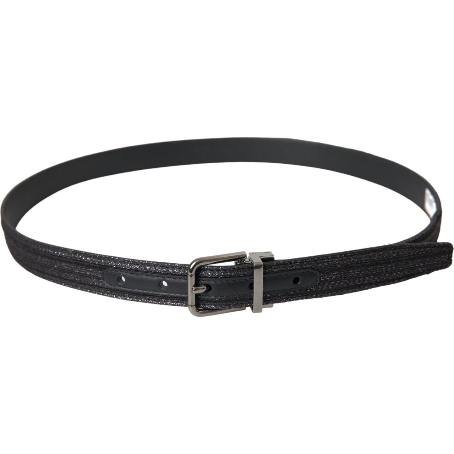 Dolce & Gabbana Black Jacquard Stripes Silver Metal Buckle Belt BEL9212-90