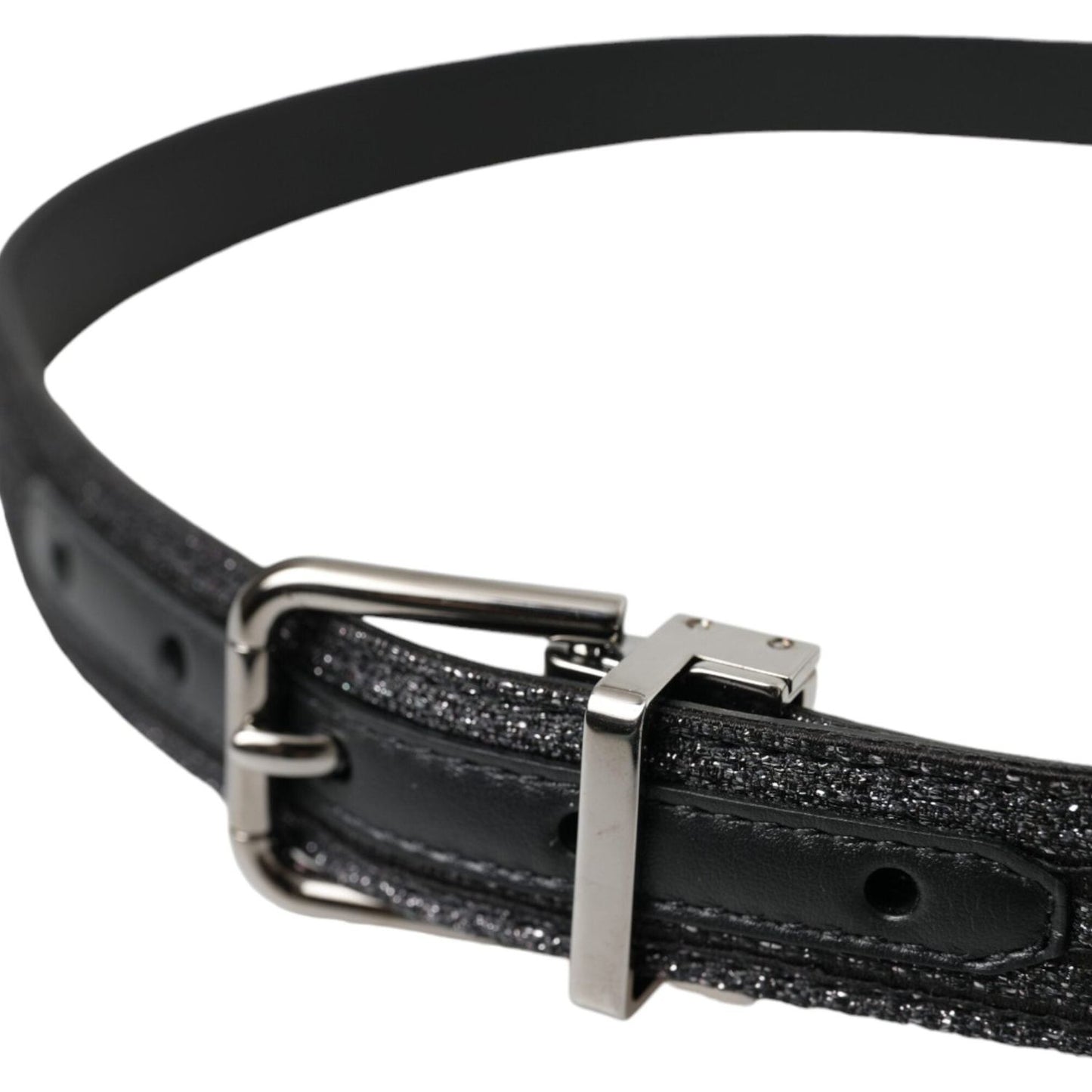 Dolce & Gabbana Black Jacquard Stripes Silver Metal Buckle Belt BEL9212-90