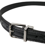 Dolce & Gabbana Black Jacquard Stripes Silver Metal Buckle Belt BEL9212-90