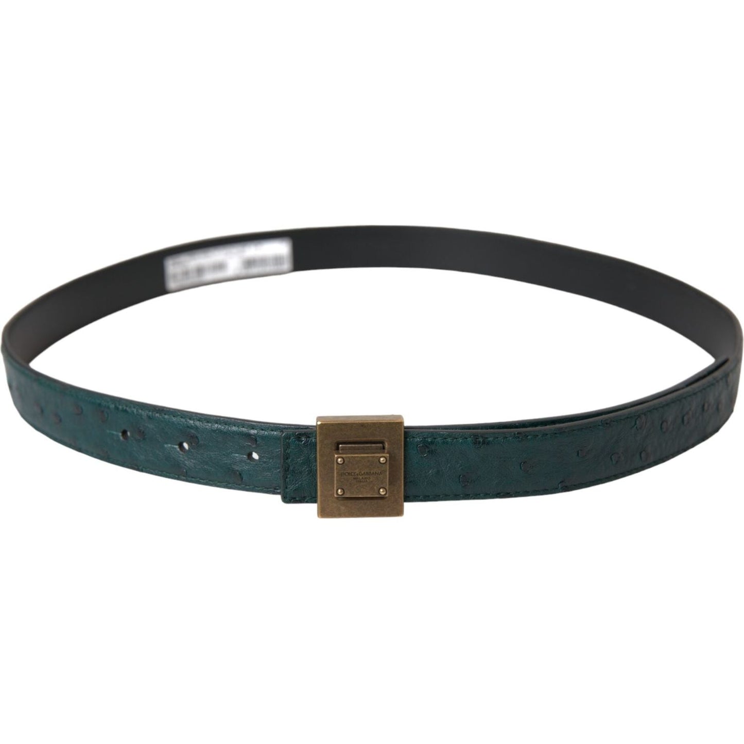 Dolce & Gabbana Dark Green Leather Square Metal Buckle Belt BEL9198-90