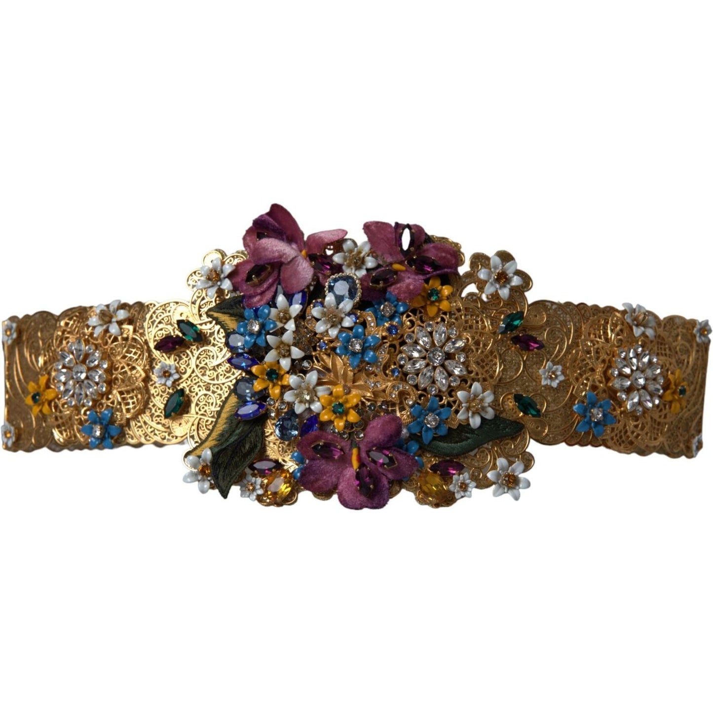 Dolce & Gabbana Multicolor Embellished Floral Crystal Wide Waist Belt SMY10239-42