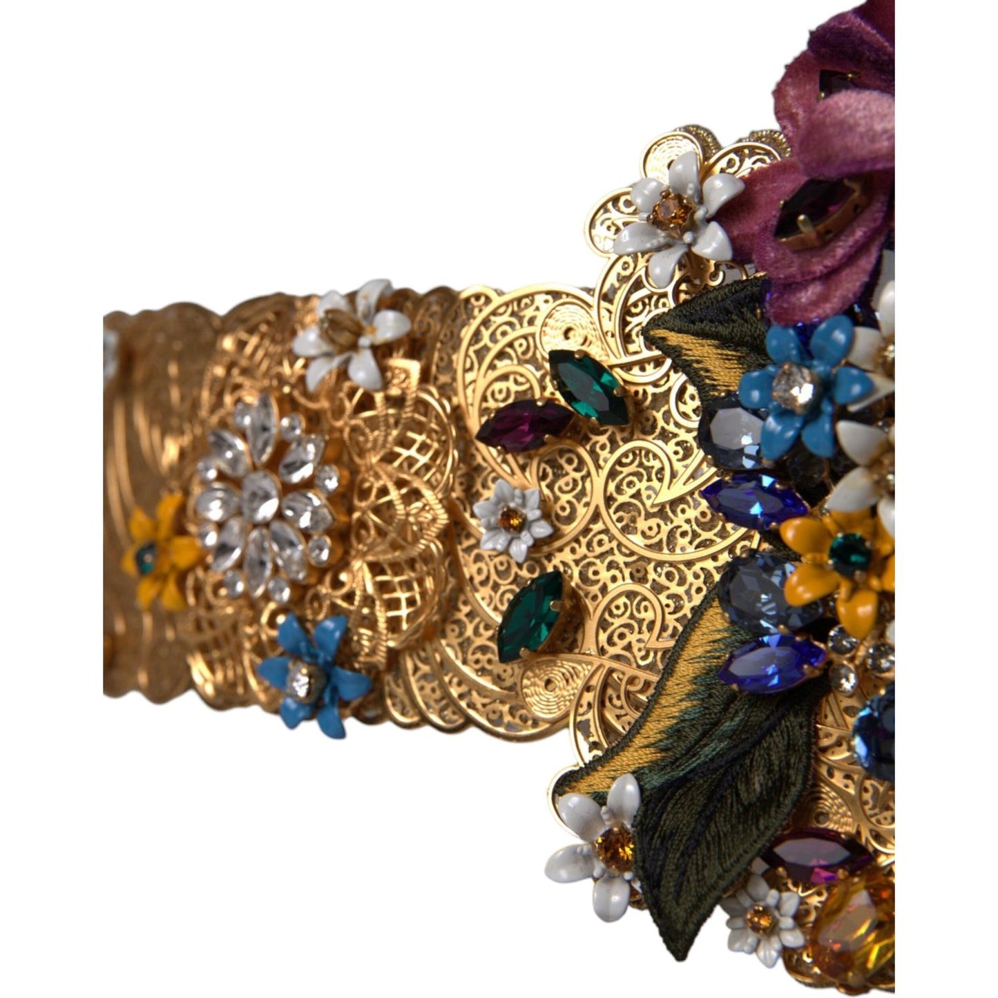 Dolce & Gabbana Multicolor Embellished Floral Crystal Wide Waist Belt SMY10239-42