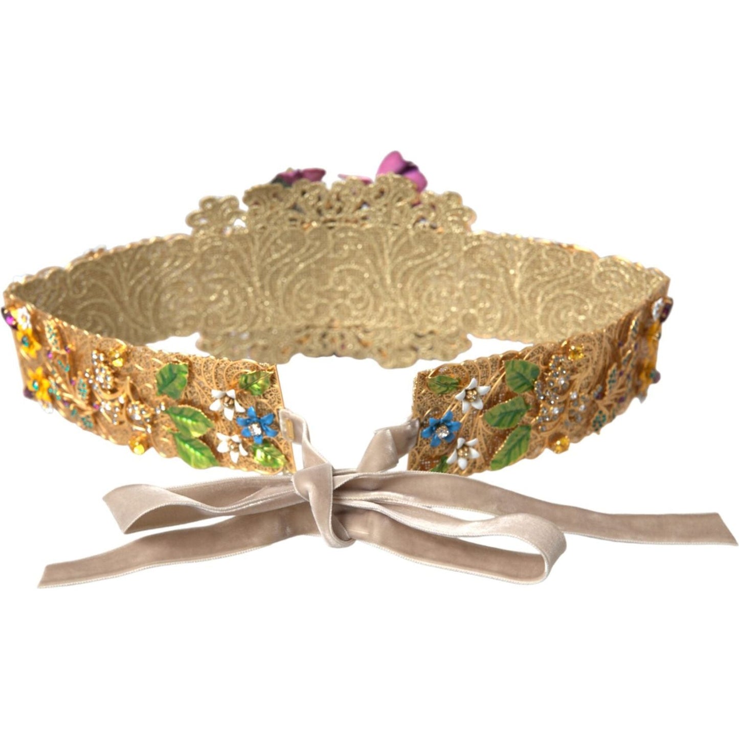 Dolce & Gabbana Multicolor Embellished Floral Crystal Wide Waist Belt SMY10239-42