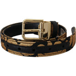 Dolce & Gabbana Multicolor Jacquard Leather Logo Buckle Belt WMB219-75