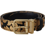Dolce & Gabbana Multicolor Jacquard Leather Logo Buckle Belt WMB219-75