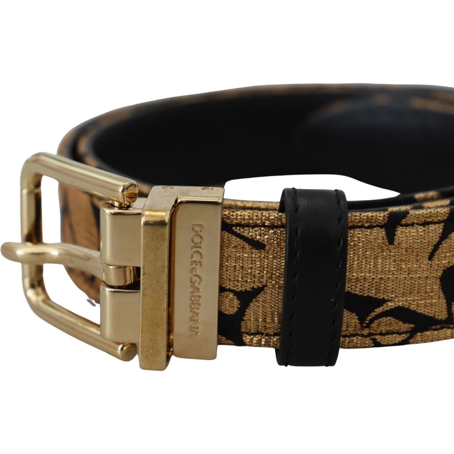 Dolce & Gabbana Multicolor Jacquard Leather Logo Buckle Belt WMB219-75