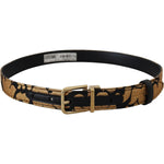 Dolce & Gabbana Multicolor Jacquard Leather Logo Buckle Belt WMB219-75