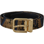 Dolce & Gabbana Multicolor Jacquard Leather Logo Buckle Belt WMB310-75