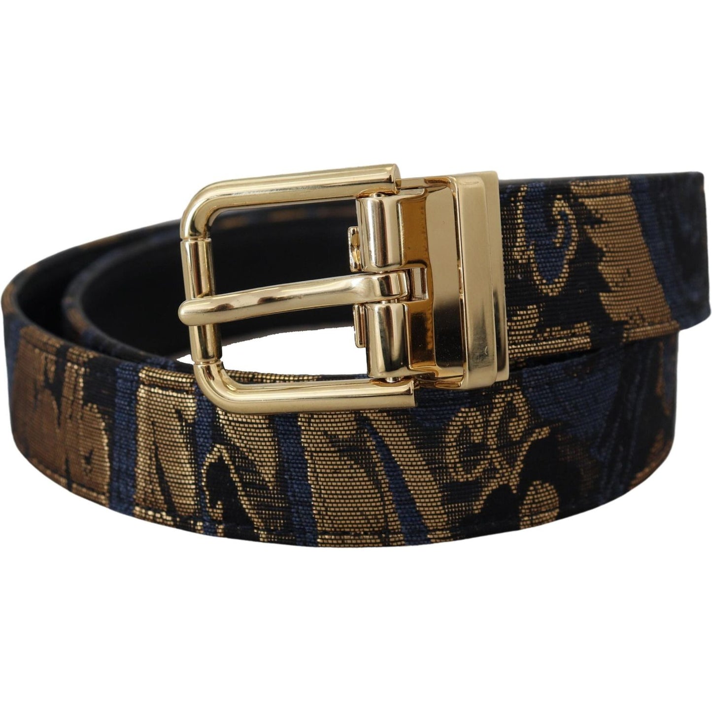 Dolce & Gabbana Multicolor Jacquard Leather Logo Buckle Belt WMB310-75