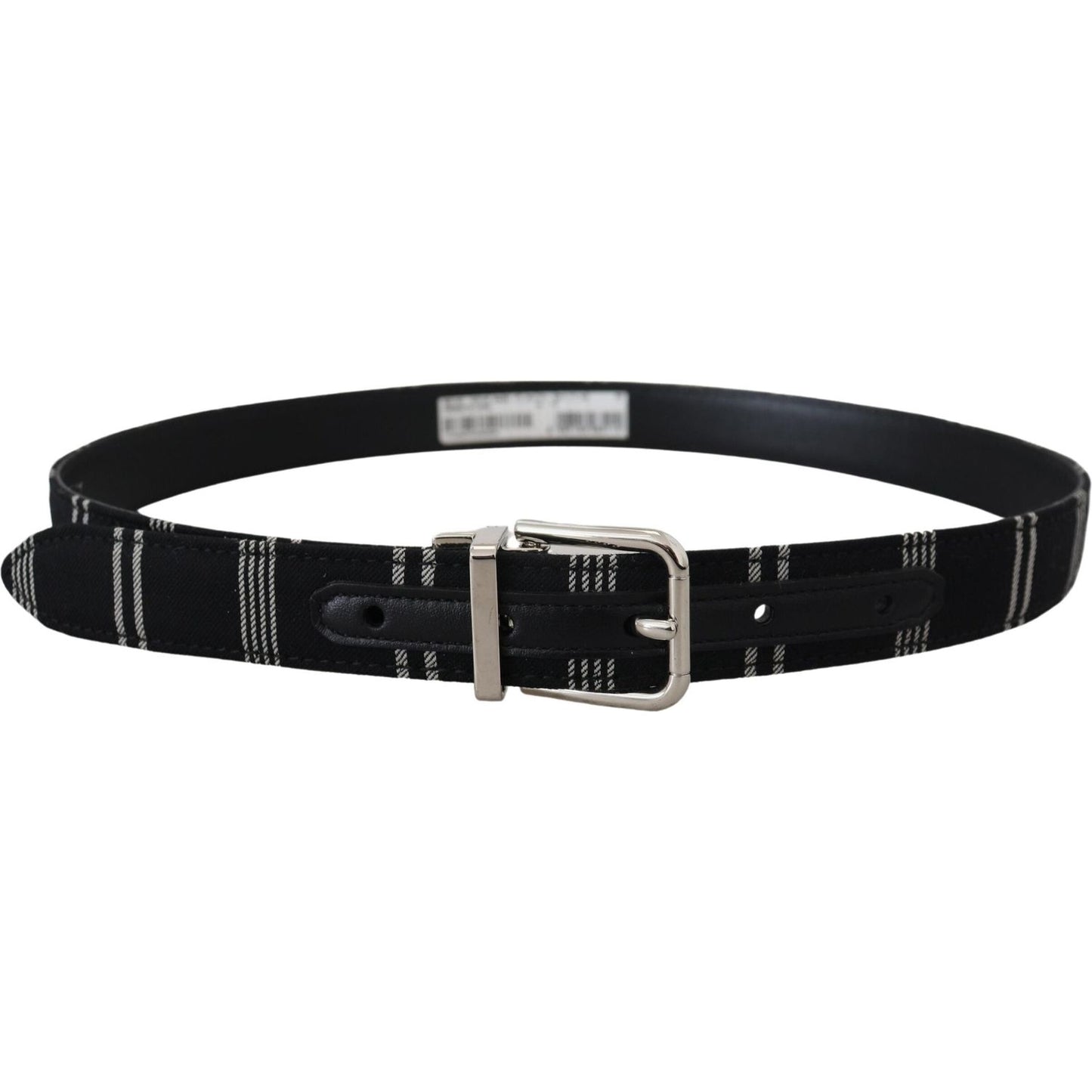 Dolce & Gabbana Black White Cotton Metal Silver Buckle Belt WMB311-75