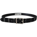 Dolce & Gabbana Black White Cotton Metal Silver Buckle Belt WMB311-75