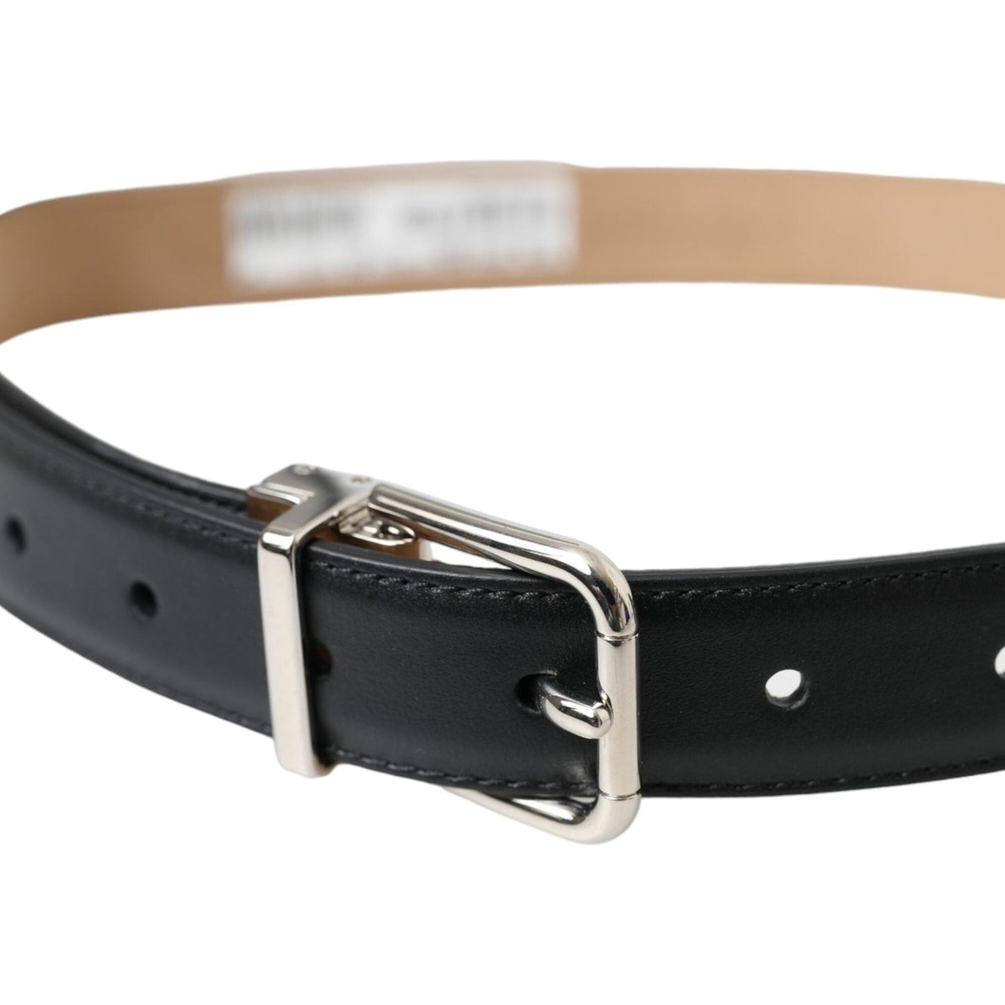 Dolce & Gabbana Black Leather Airpods Case Silver Buckle Belt WMB399-75