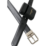 Dolce & Gabbana Black Leather Airpods Case Silver Buckle Belt WMB399-75