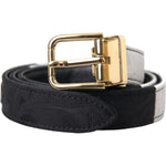 Dolce & Gabbana Black White Patchwork Gold Metal Buckle Belt WMB407-70
